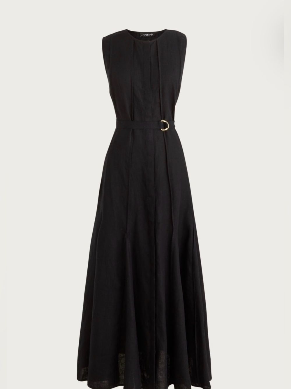 J.Crew Seamed Linen Dress With Removable Belt Black Size L NWT - Picture 4 of 12